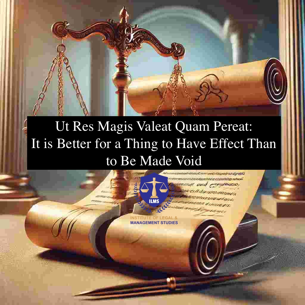 Ut Res Magis Valeat Quam Pereat: It is Better for a Thing to Have Effect Than to Be Made Void